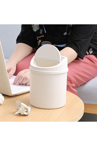 Choice3 سلة مهملات صغيرة بيضاء اللون، قطعة واحدة، أنبوبية الشكل، مزودة بغطاء،...