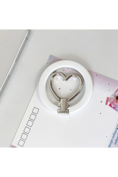 Choice حامل هاتف مغناطيسي على شكل قلب أبيض لطيف وناعم - مناسب لمعظم الهواتف ا...