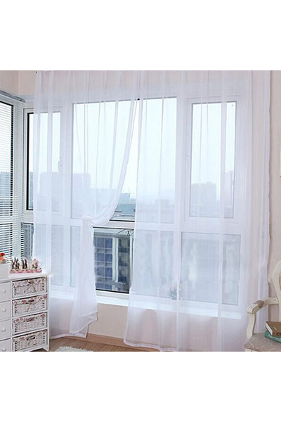 Choice5 شاش شفاف أبيض للنوافذ بلون سادة، شاش زجاجي للزفاف، منتجات منزلية، نمط...