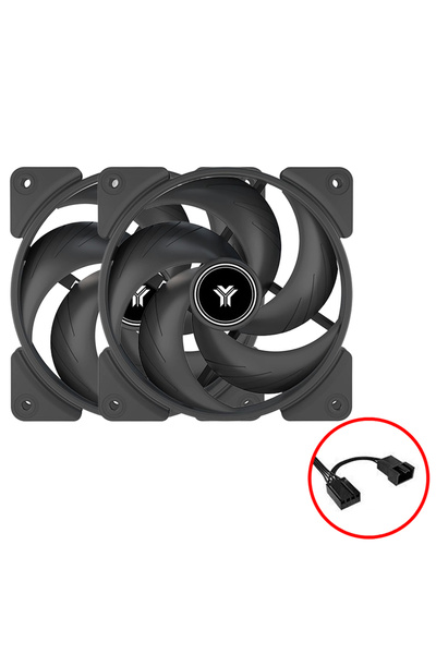 Choice1 NO LED AS SHOWN 2 Black Fans JUMPEAK PB120 120mm Cooling Fan Quiet 4P...