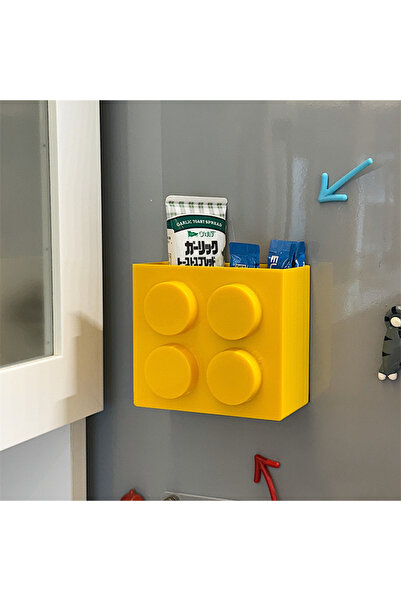 Choice3 Yellow Magnetic Storage Box Building Blks Storage Rack Kitchen No-Dri...