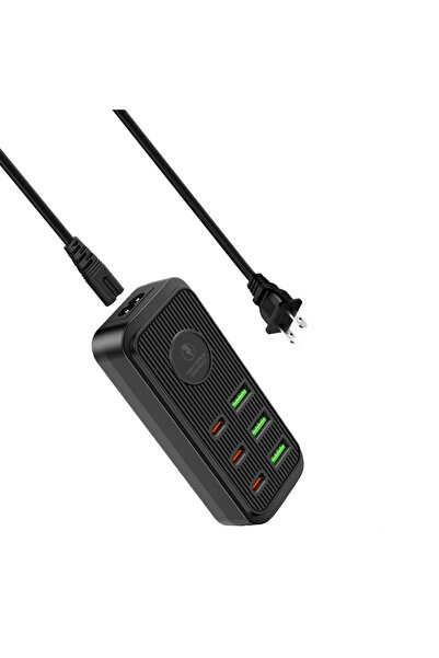 choice2 شاحن USB متعدد عالي الطاقة، أسود اللون، يدعم الشحن السريع PD، مزود بل...