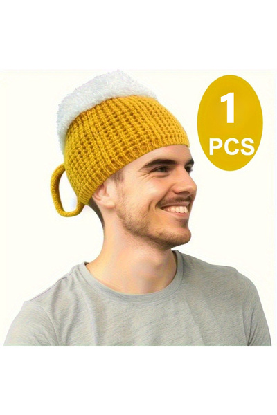 choice2 Yellow 1 Interesting Beer Cup Hat - Stretchable Autumn and Winter Bee...