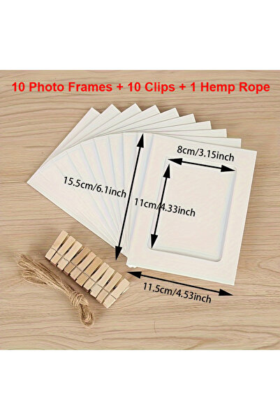 choice2 White Vintage Kraft Paper Photo Frames Flag Banner Home Decor with Cl...