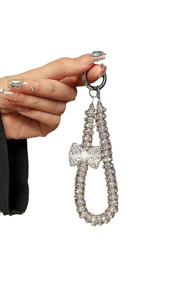 Choice سلسلة هاتف فاخرة جديدة على شكل فيونكة مرصعة بالألماس، مزودة بحزام معصم...