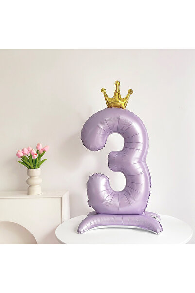 Choice1 Number 40inch 3 Standing matte purple crown digital aluminum foil bal...