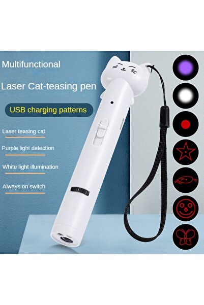 Choice1 عصا ليزر بيضاء قابلة للشحن عبر منفذ USB لإثارة القطط، تعرض أنماط إضاء...