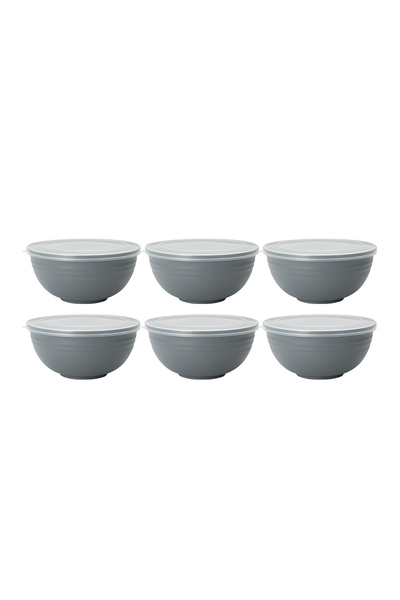 Choice1 6pc-gray 2/4/6pcs Gray plastic bowl with lid reusable for home kitche...