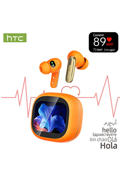 choice2 سماعات رأس رياضية لاسلكية بلوتوث HTC NE46 برتقالية اللون مزودة بمراقب...