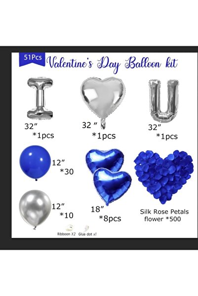 Choice1 Other Blue I Love You set Blue Sliver/red ballo kit Include Heart Sha...