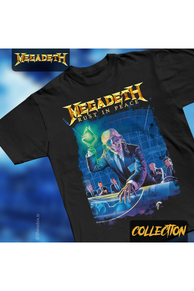 SHINOBIX Megadeth Rust in Peace Black Oversize Printed T-Shirt
