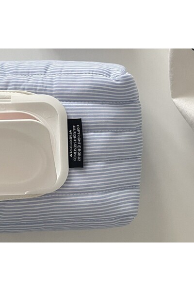 Choice حقيبة مناديل مبللة زرقاء جديدة مخطط مبطّن، حقيبة مناديل محمولة قابلة ل...