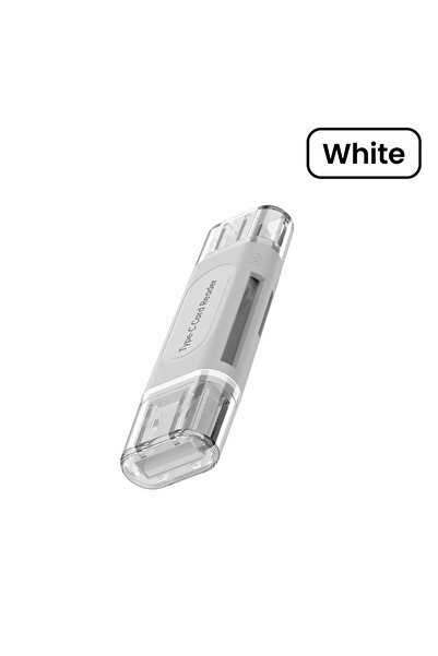 Choice1 قارئ بطاقات USB من النوع C متعدد الوظائف (4 في 1) أبيض اللون، يدعم بط...