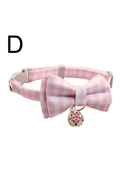 Choice4 طوق قطط مزين بفيونكة شبكية مع جرس، طوق قابل للتعديل، قلادة أمان للجرا...