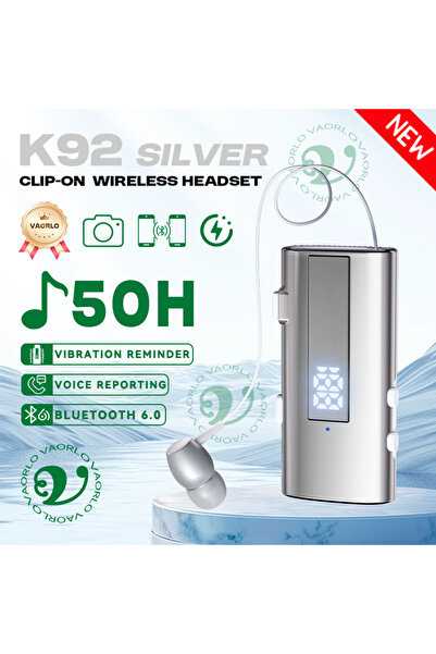Choice سماعة رأس فضية K92 بلوتوث 6.0 للأعمال، مزودة بخاصية التثبيت على الملاب...