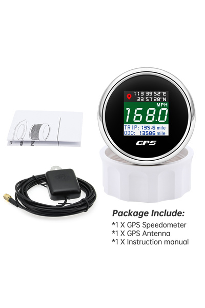 Choice3 black silver AD 52mm 12V 24V Digital GPS Speedometer TFT Screen Trip ...