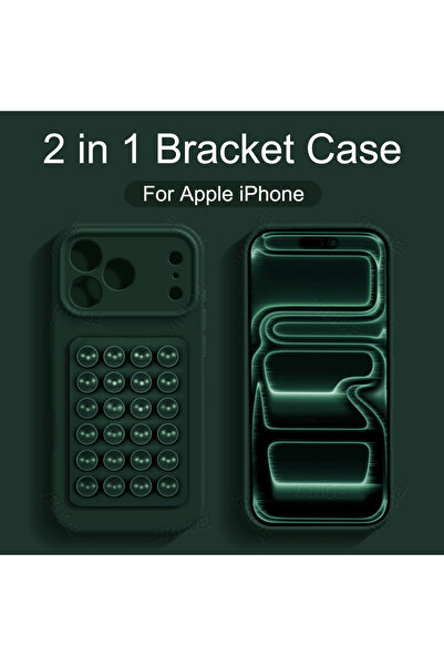 Choice iPhone 11 Pro Black Green Silicone Suction cup holder case For iPhone ...