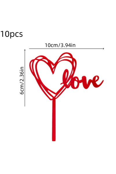 Choice 10pcs 10/20pcs Valentine's Day Heart Cake Topper Engagement Proposal W...