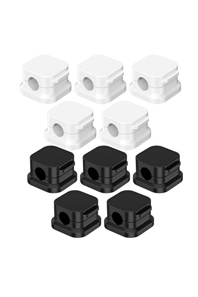 Choice7 5 قطع من مشابك الكابلات المغناطيسية باللونين الأسود والأبيض، لحفظ الأ...