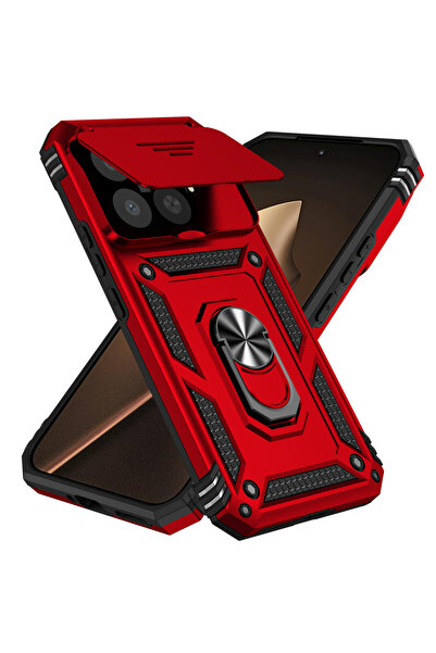 Choice غطاء حماية أحمر لهاتف شاومي 15T برو 5G، مزود بعدسة كاميرا منزلقة دوارة...