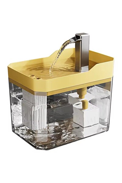 Choice1 موزع مياه أوتوماتيكي للقطط الصفراء سعة 1.5 لتر مع مضخة وفلتر، صامت، م...