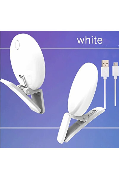 Choice مصباح سيلفي صغير أبيض اللون، مصباح LED محمول، شحن USB، مشبك تصوير، مصب...