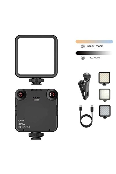 Choice1 مصباح فيديو LED محمول مزود بمشبك، مناسب للتصوير الفوتوغرافي، يُركب عل...