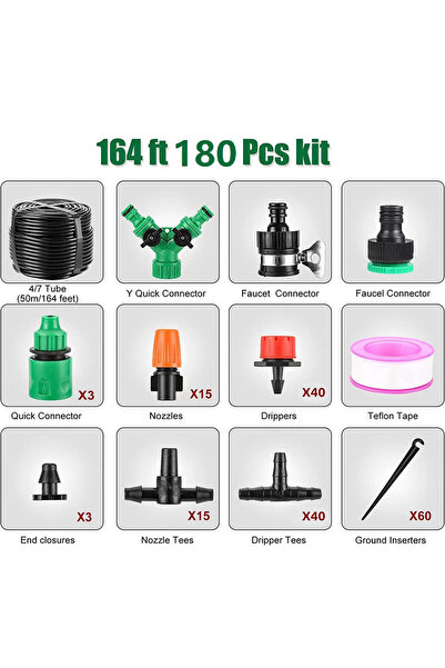 Choice طقم ري بالتنقيط الدقيق بطول 50 مترًا، طقم ري أوتوماتيكي للنباتات مع قط...