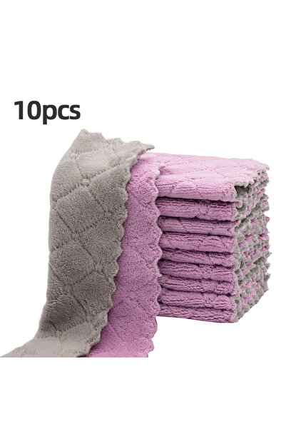 Choice4 Purple-gray 10Pcs 10pcs Kitchen Towels And Dishcloths Rag, 15*25cm Sm...