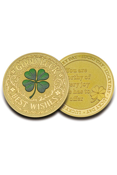 Choice Gold Green The Four-Leaf Clovers Lucky Collection Coin Gold Plated Fou...