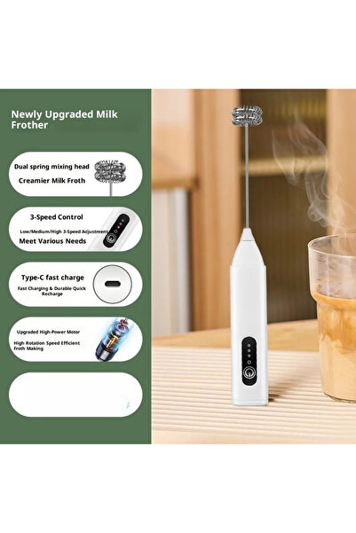 Choice1 جهاز صنع رغوة الحليب صغير الحجم قابل لإعادة الشحن عبر منفذ USB، أبيض ...