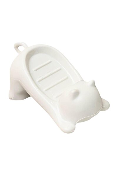 Choice صحن صابون على شكل قطة كرتونية لطيفة مع حامل بلاستيكي للتصريف، مثالي لل...