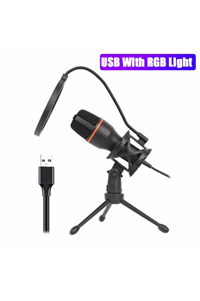 Choice ميكروفون مكثف سلكي USB مزود بتقنية RGB، بأسلاك مع أجهزة الكمبيوتر الشخ...