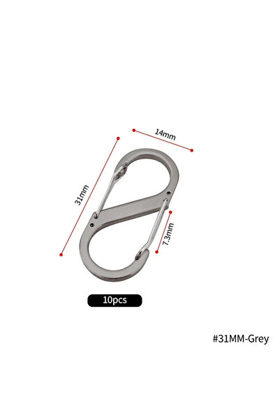 Choice4 31MM-Grey(10pcs) 10Pcs S Type Mini Keychain Hook Stainless Steel Cara...