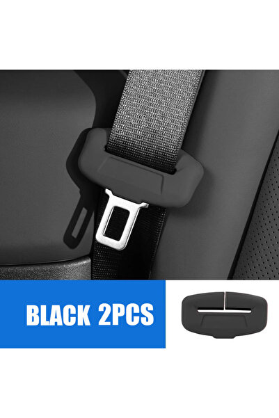 choice2 حزام حماية مشبك حزام الأمان للسيارة، قطعتان، أسود، مصنوع من السيليكون...