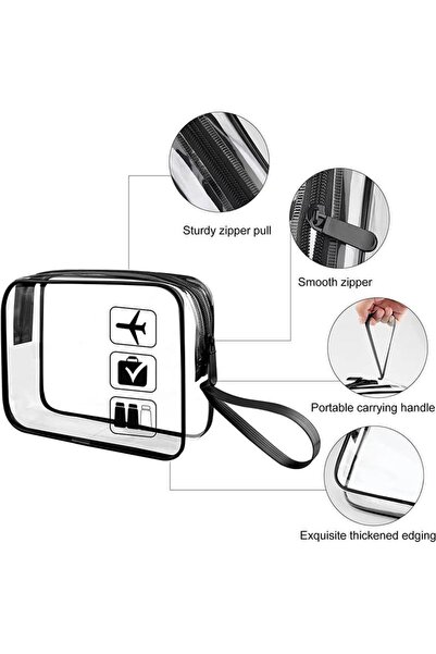 Choice8 حقيبة مكياج سوداء شفافة مع سحابات حقيبة مستحضرات تجميل شفافة منظمة لر...