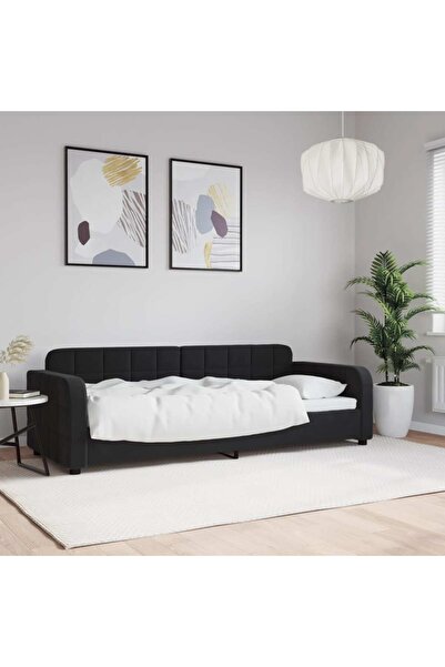 Concept Pat de zi, negru, 80x200 cm, catifea