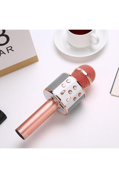 Choice3 ميكروفون كاريوكي من دوتريو بلون ذهبي وردي، ميكروفون كاريوكي لاسلكي مح...