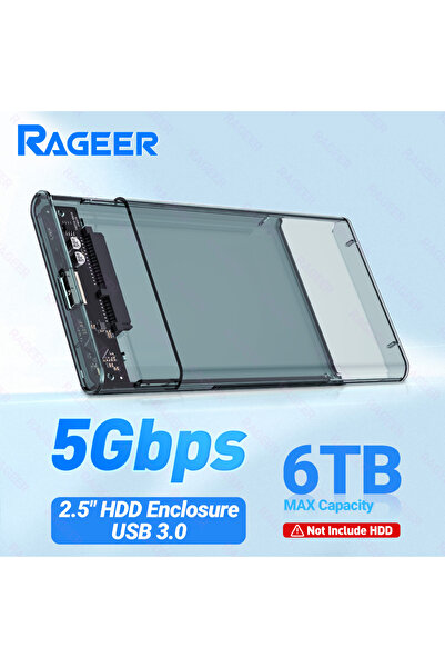 Choice Transparent Gray RAGEER Tool-Free Transparent Gray 2.5'' External Hard...