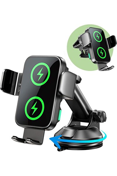 Choice black 15W Car Phone Holder Wireless Car Charger Dual Coil Dash Vent Wi...