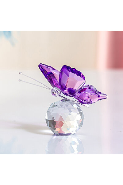Choice زينة فراشة كريستالية بنفسجية مقطوعة، مناسبة لتزيين طاولة المكتب أو الم...