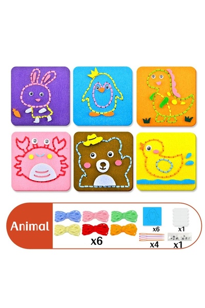 Choice طقم تطريز يدوي مكون من 6 قطع للأطفال، مصنوع من قماش غير منسوج، يتضمن ل...