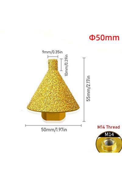 Choice4 D50xM14-Opening M10/M14 Thread Diamond Beveling Chamfer Bit 38/50mm C...