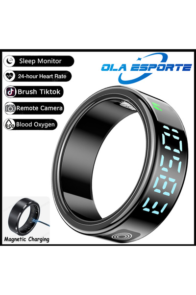Choice3 13 Black SR08 Smart Ring with Charging Box for Men Women LED Display ...