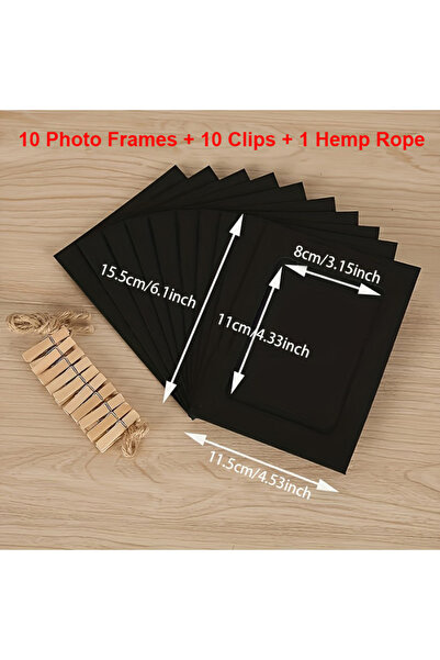 Choice Black Vintage Kraft Paper Photo Frames Flag Banner Home Decor with Cli...