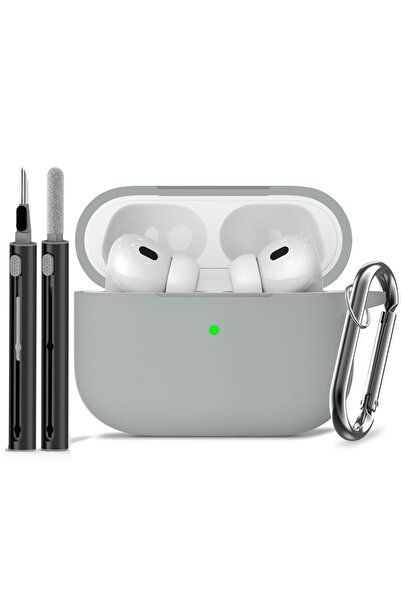 Choice10 جراب سيليكون ناعم لسماعات AirPods Pro 3 باللون الرمادي مع قلم، إصدار...