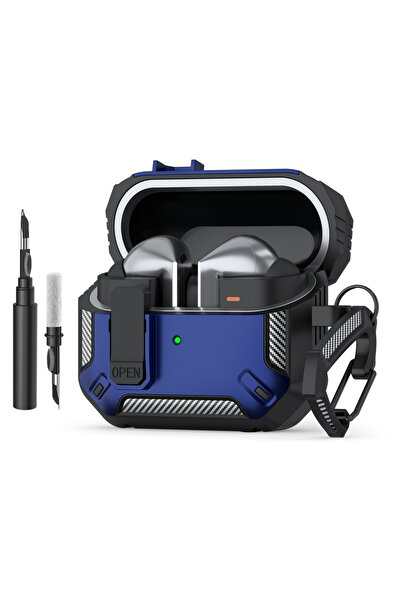 Choice8 جراب أزرق أنيق لسماعات Buds 3 Pro/3، مزود بغطاء آمن من ألياف الكربون.