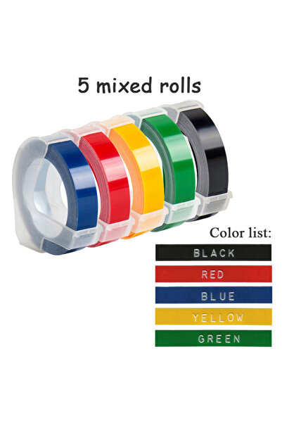 Choice18 5pcs-9MM 3/5Pcs Compatible Dymo 3D Label Tape 9mm Dymo 3D Embossing ...