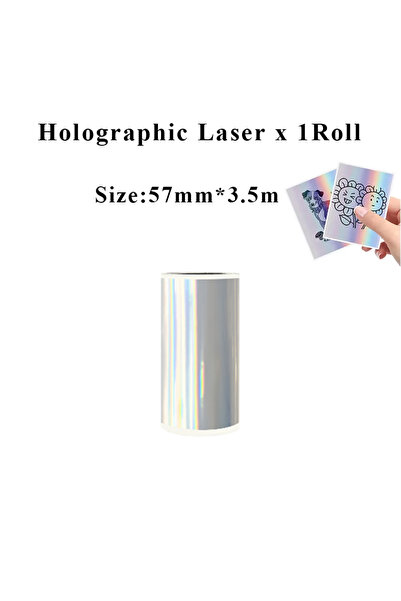 Choice3 1Roll 53mm 57mm Holographic Laser Transparent Glossy Thermal Sticker ...