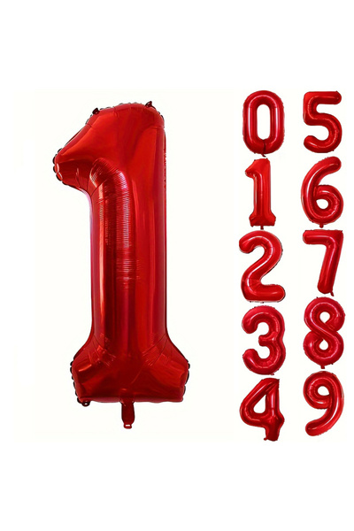 Choice5 بالون أحمر لامع على شكل الرقم 1 مقاس 32 بوصة لتزيين حفلات أعياد الميل...